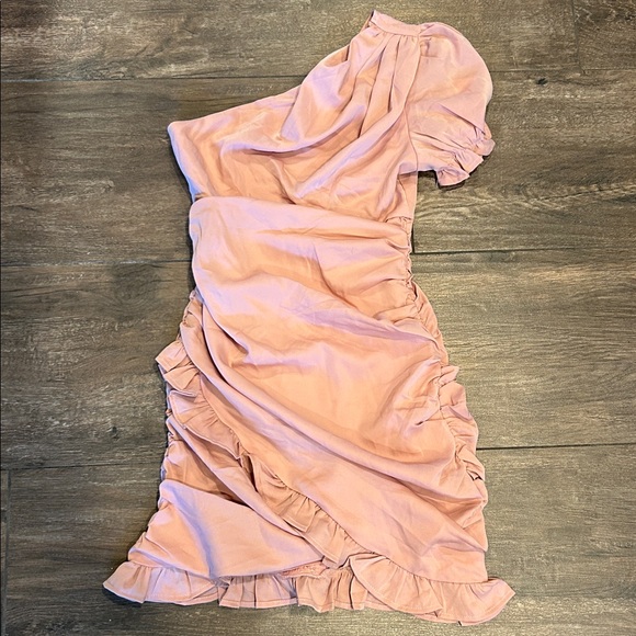 Hello Molly Not Fair On Me One-Shoulder Ruffle Dress in Dusty Rose Size XS NWT - Picture 5 of 6